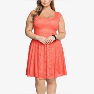 TORRID CORAL KEYHOLE BACK SKATER DRESS